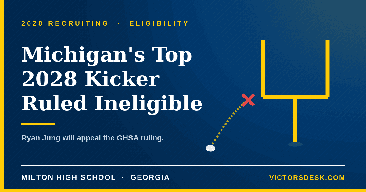#1 Player, Future Michigan Kicker Ruled Ineligible